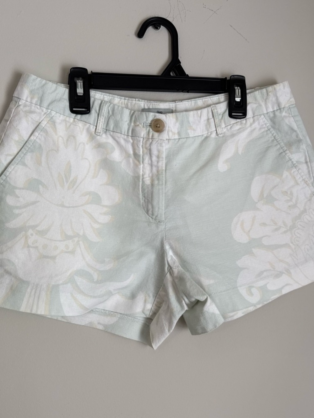 GAP Light Mint and White Floral High-Waist Women's Shorts